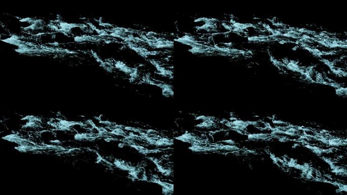 实拍水带透明通道湍急水流落差水泡沫合成