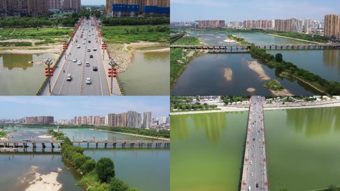 4K航拍|咸阳湖景区渭河一号桥