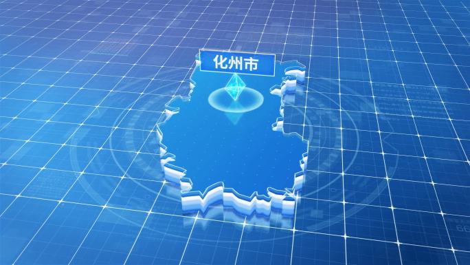 化州市蓝色科技感定位地图ae模板