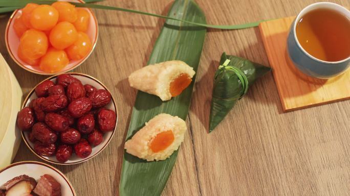 粽子与食材特写馅料红枣传统美食食物