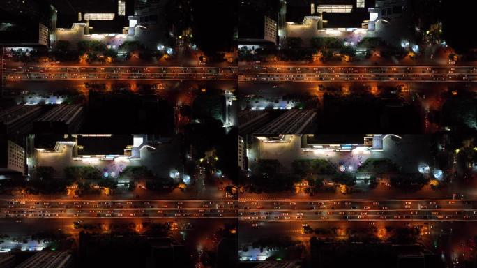 北辰路夜景车流上下班高峰期城市车水马龙