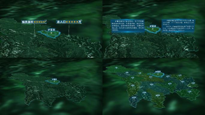 4K三维炉霍县行政区域地图展示