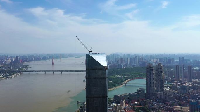 武汉城市地标大楼4K航拍