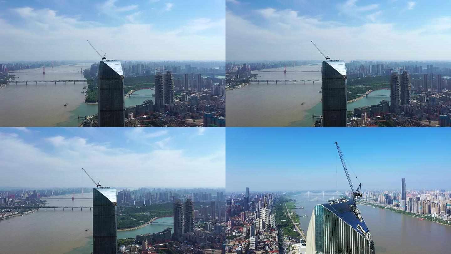 武汉城市地标大楼4K航拍