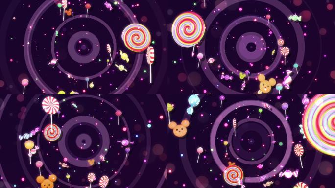 紫色圆圈背景糖果棒棒糖冲屏视频