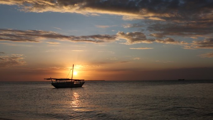 非洲 坦桑尼亚桑吉巴尔岛石头城海边夕阳
