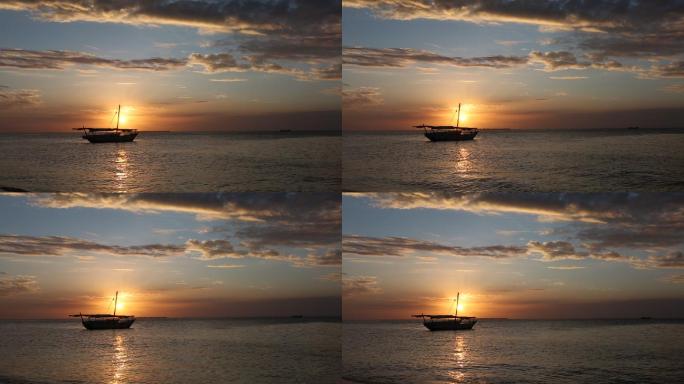 非洲 坦桑尼亚桑吉巴尔岛石头城海边夕阳