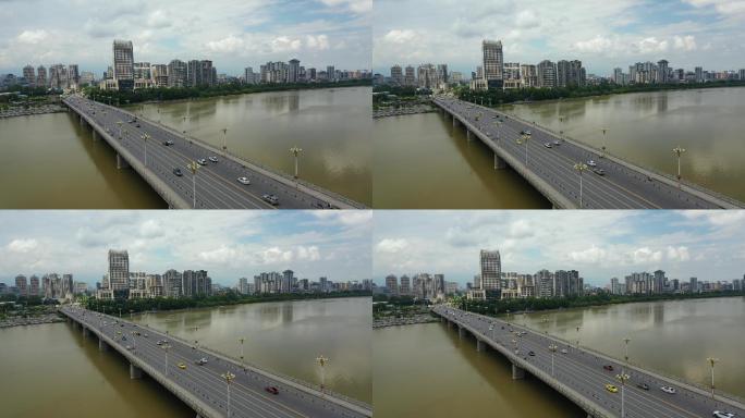 原创 陕西汉中市汉江城市天际线风光航拍