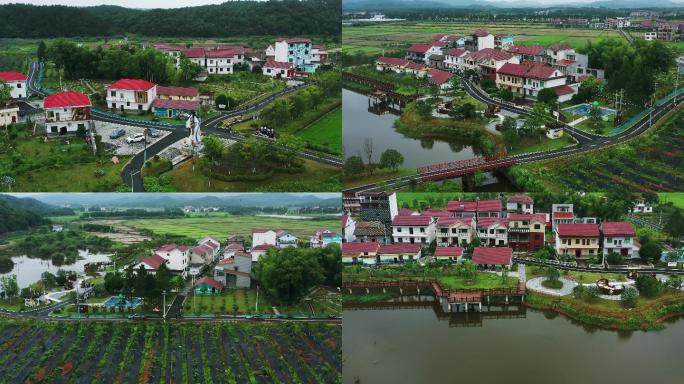 4K航拍江西新农村红色村庄