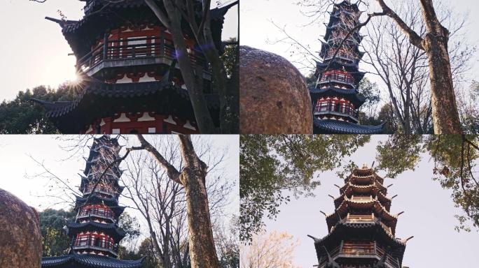 中国风古塔古建筑意境光影4K实拍素材