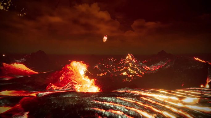 熔岩特效循环镜头火山熔岩岩浆