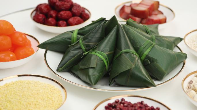 粽子与食材特写食物食材素材美食节目包做粽