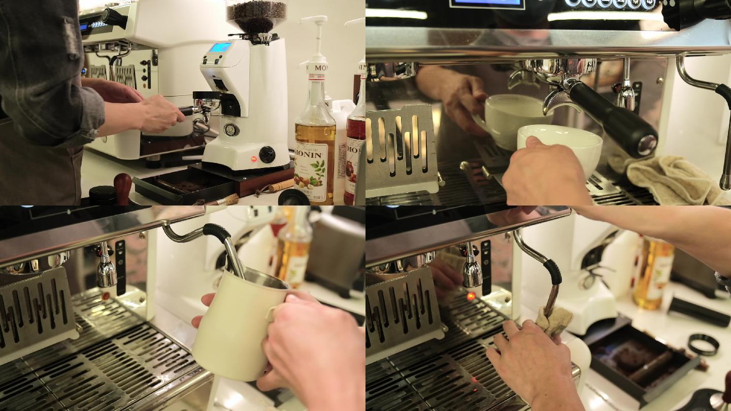 意式咖啡拿铁卡布奇诺澳白咖啡制作过程