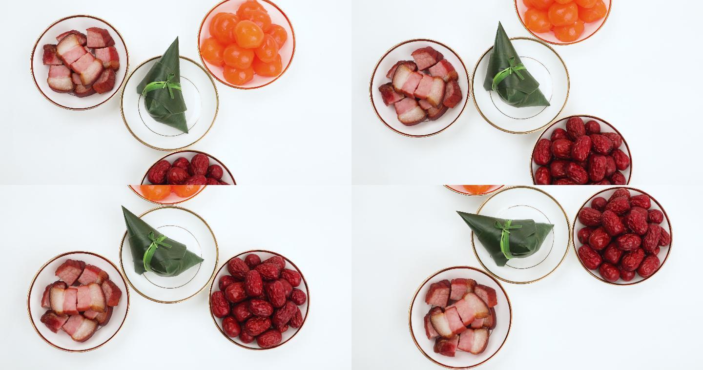 粽子与食材特写红枣猪肉端午节