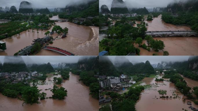 桂林遇龙河洪水来临