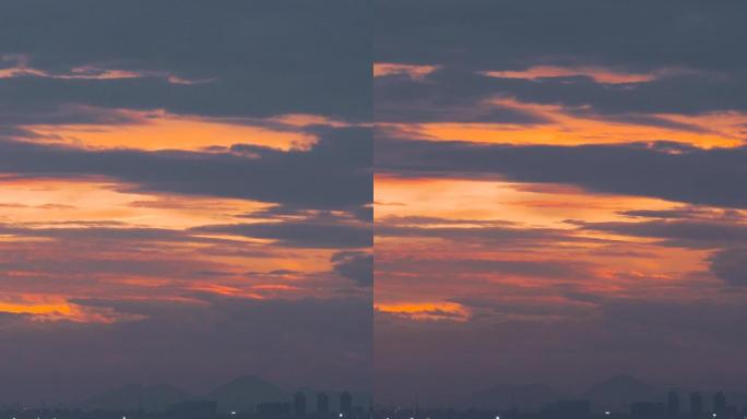 日落时分杭州钱塘江的晚霞，延时摄影空镜