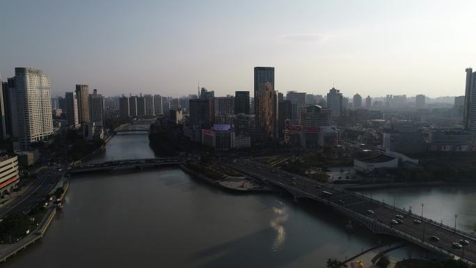 宁波城市夕阳地标三江口4K航拍