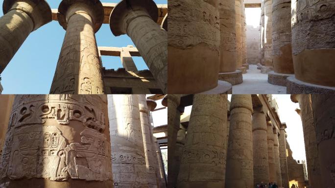 埃及卢克索神庙内的巨柱