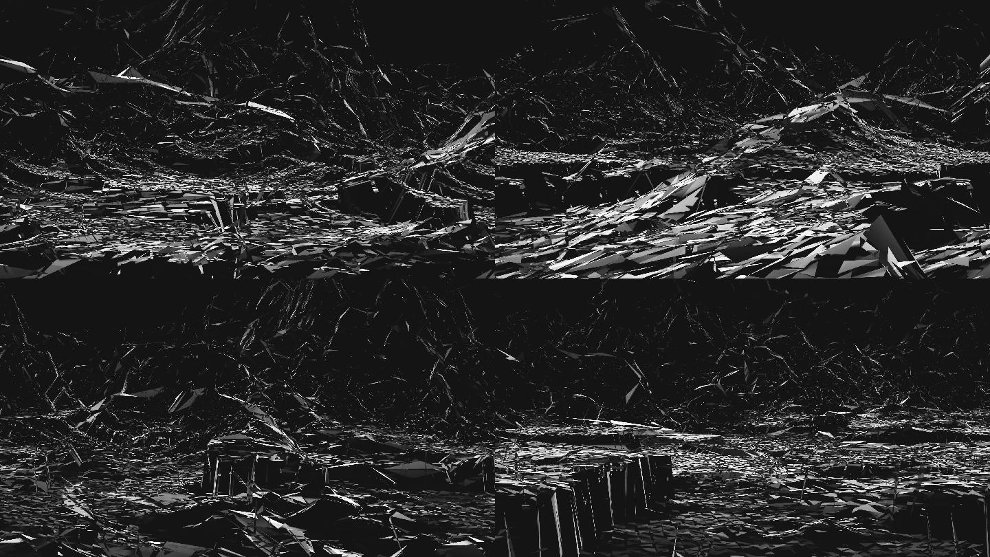 【4K时尚背景】山形粒子黑白碎片虚幻光影
