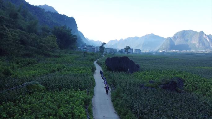 航拍 广西 瑶族人 上山采药 桂林山水