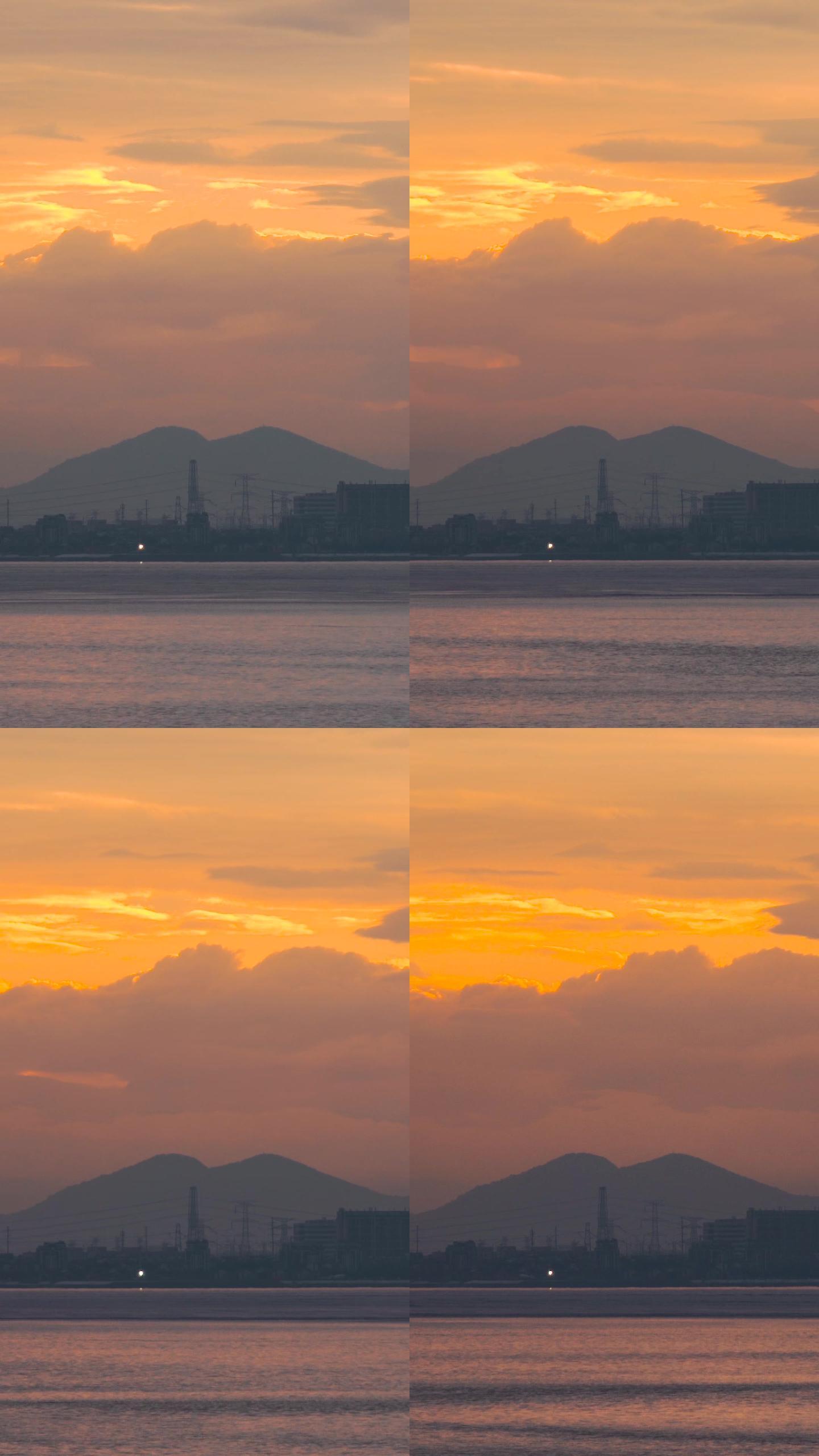 日落时分杭州钱塘江的晚霞，延时摄影空镜