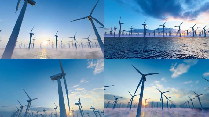 4K 绿色能源-海上风力发电机组