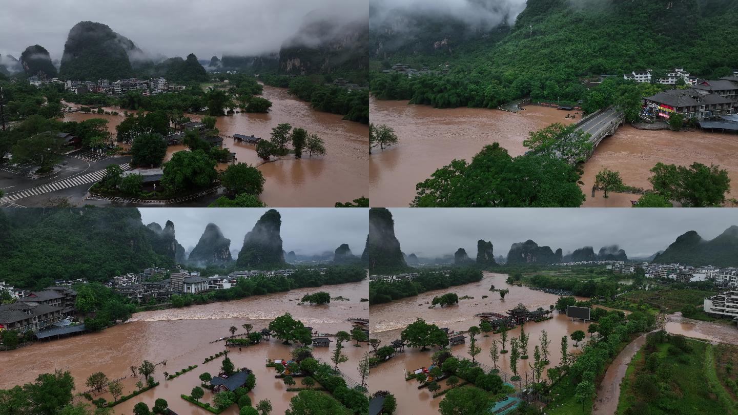 桂林遇龙河洪水来临