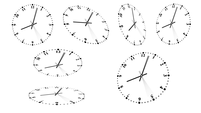 带alpha透明多视角时钟钟表快速转动