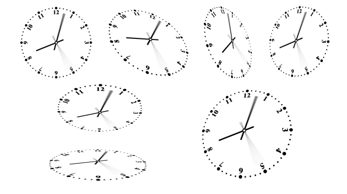 带alpha透明多视角时钟钟表快速转动