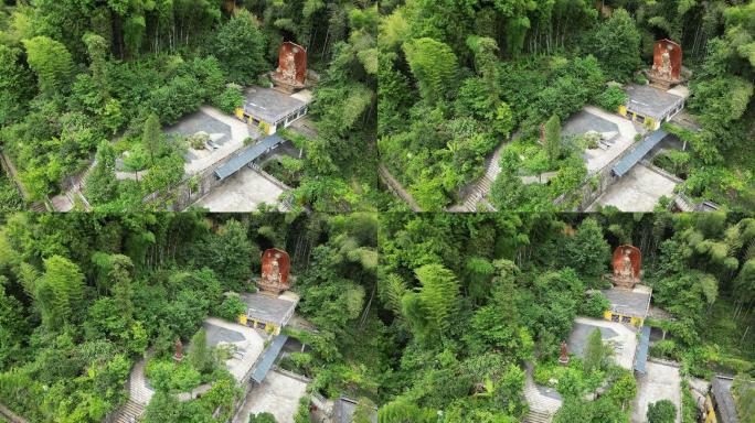 九华山风景区寺院甘露寺航拍