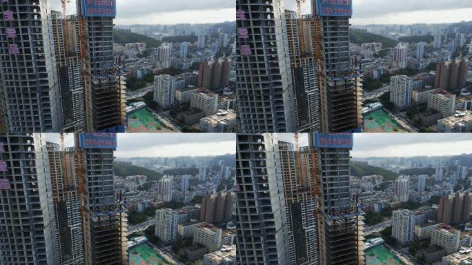 0013_D航拍城市在建建筑楼群居民楼