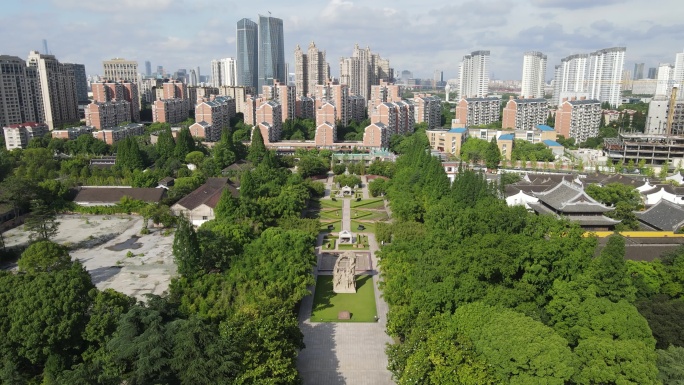 上海龙华烈士陵园4K航拍原素材
