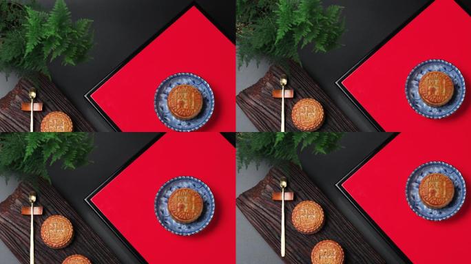 月饼创意摆拍特写美食中秋节糕点