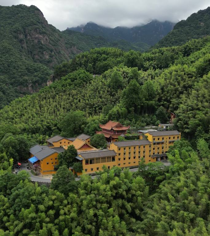 九华山风景区寺院甘露寺航拍