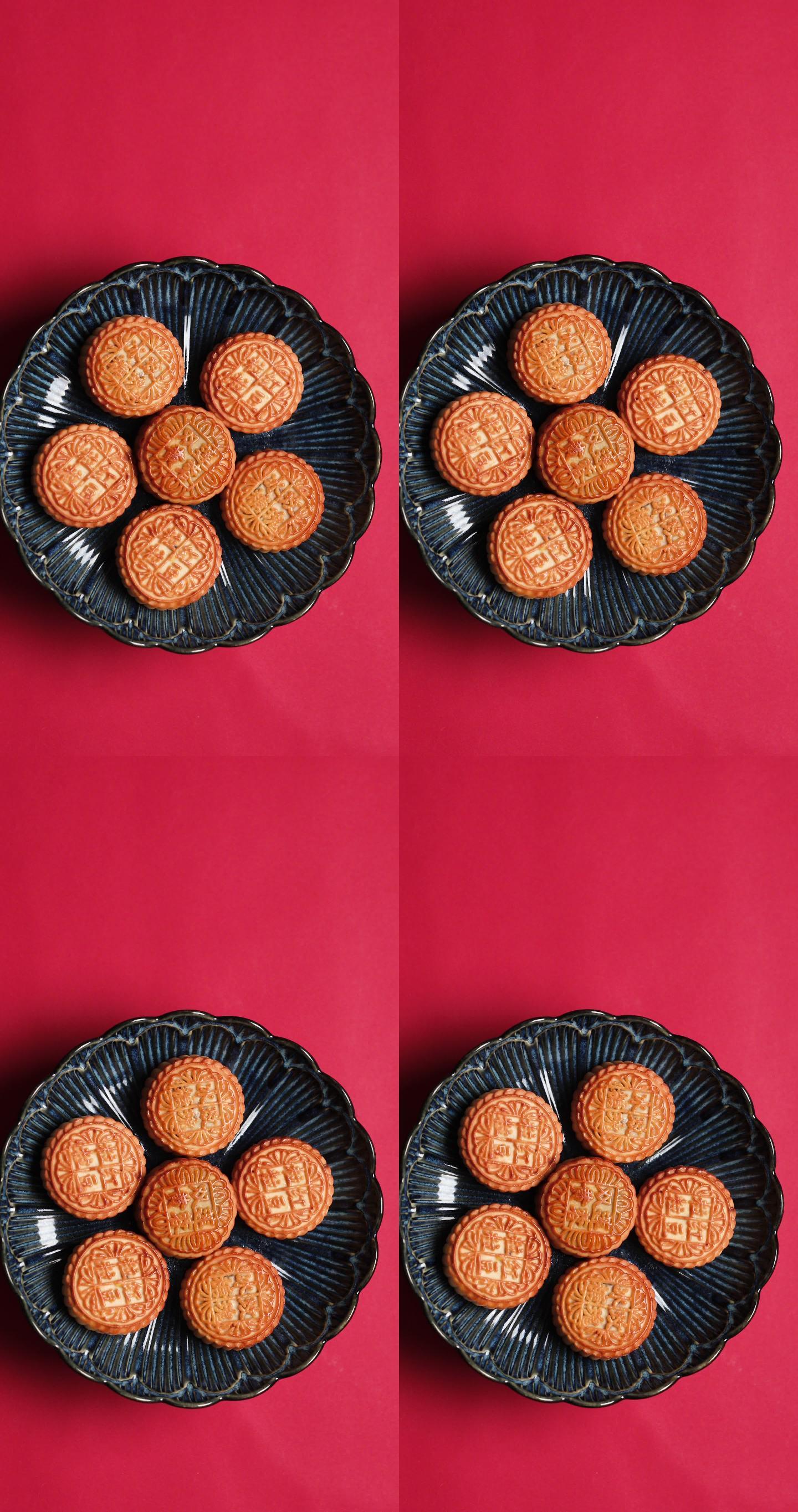 月饼创意摆拍特写竖屏美食糕点小吃中秋节