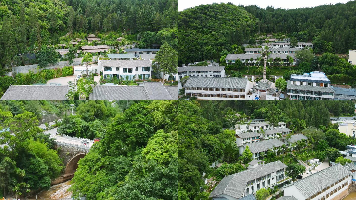 4K华宁县象鼻温泉航拍风景风光景色建筑