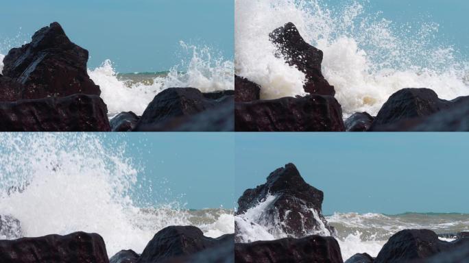 海浪拍岸浪花水花泡沫飞溅