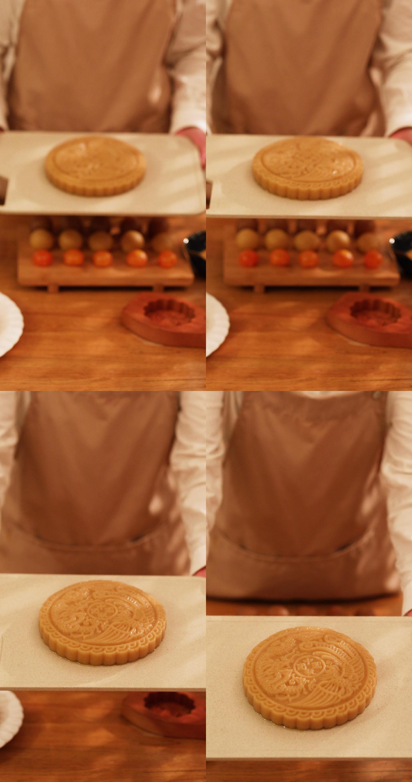 厨师展示巨大月饼中秋甜品店竖屏