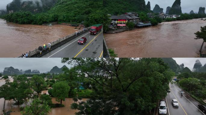 桂林遇龙河洪水来临