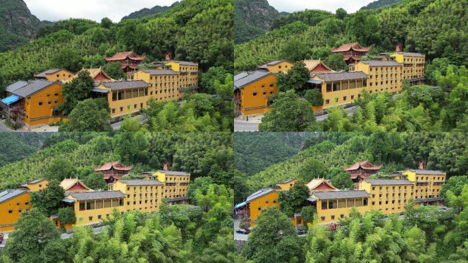 九华山风景区寺院甘露寺航拍