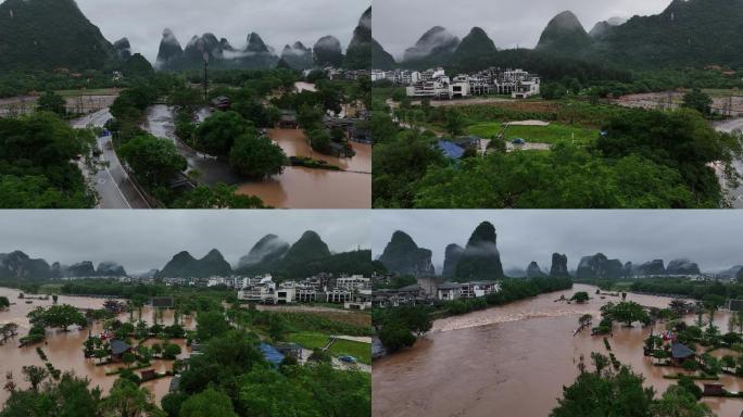 桂林遇龙河洪水来临