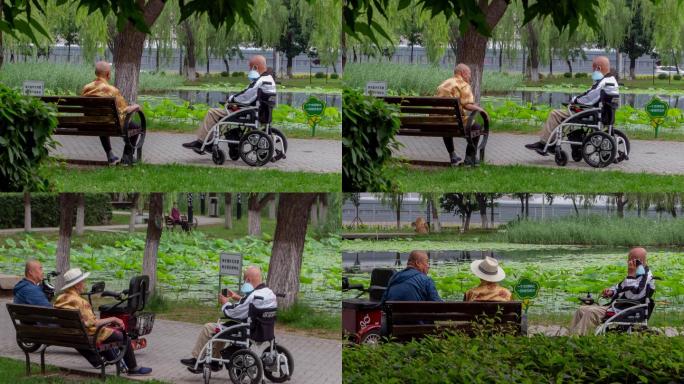 街边公园聊天老人