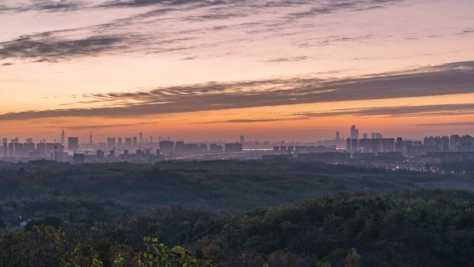 南京天际线日出延时