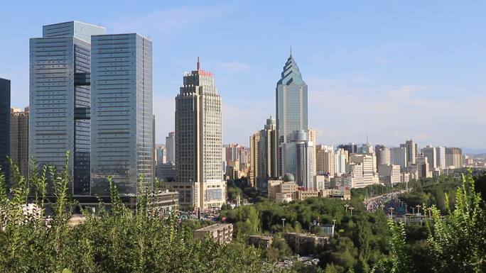 原创 新疆乌鲁木齐高楼建筑城市天际线风光