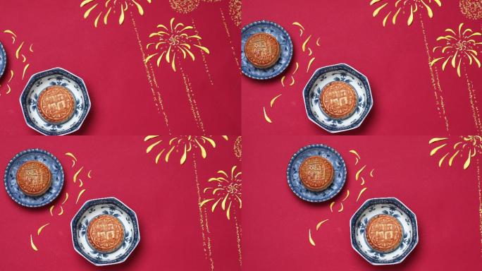 月饼创意摆拍特写月饼与茶壶摆拍特写中秋节