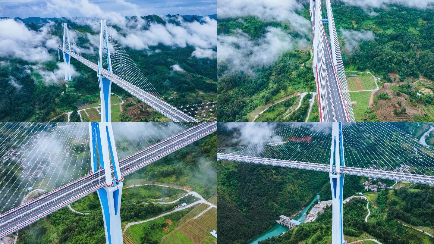 云海中的贵州平塘特大桥航拍延时