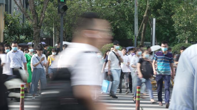 行人过马路 车流 人流