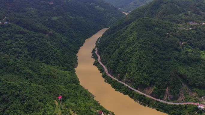 陕西安康汉江三峡自然风光航拍