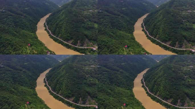 陕西安康汉江三峡自然风光航拍