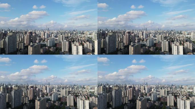 上海徐家汇地标建筑俯拍车流4K航拍原素材
